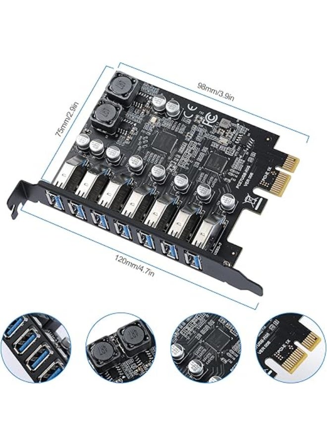 7-Port USB 3.0 PCIe Expansion Card for Desktop PC 5Gbps SuperSpeed Data Transfer PCI Express to USB Hub Internal Card with UASP Support - Image 2